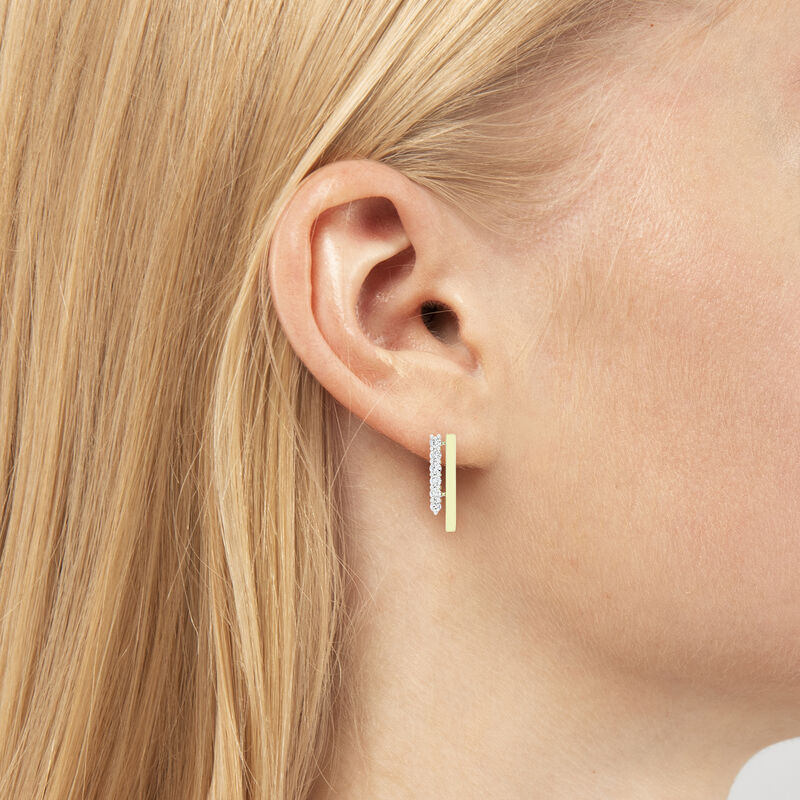 Diamond Double Bar Earrings in 10k Two Tone Gold image number null